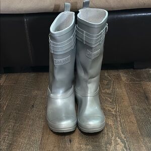 SPERRY Top Sider Women's Rubber Rain boots SIZE 7‎ Tall 12” Waterproof Sliver